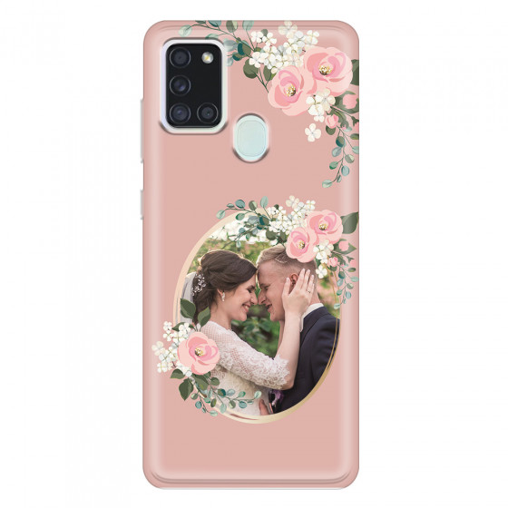 SAMSUNG - Galaxy A21S - Soft Clear Case - Pink Floral Mirror Photo