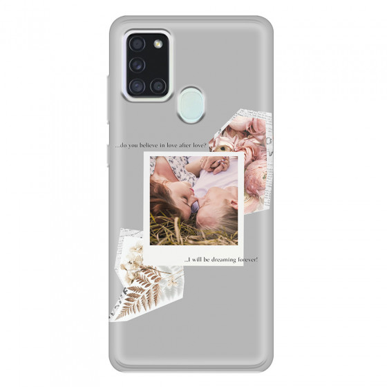 SAMSUNG - Galaxy A21S - Soft Clear Case - Vintage Grey Collage Phone Case