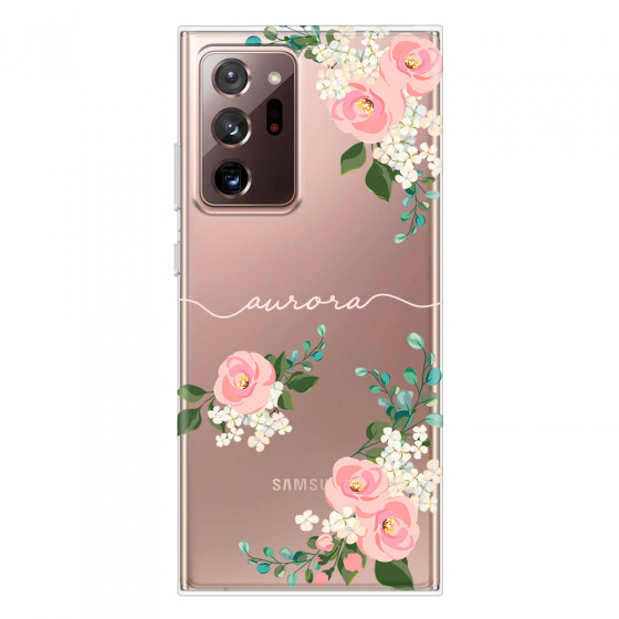 SAMSUNG - Galaxy Note20 Ultra - Soft Clear Case - Pink Floral Handwritten Light