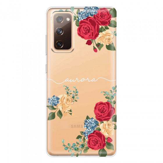 SAMSUNG - Galaxy S20 FE - Soft Clear Case - Red Floral Handwritten Light 