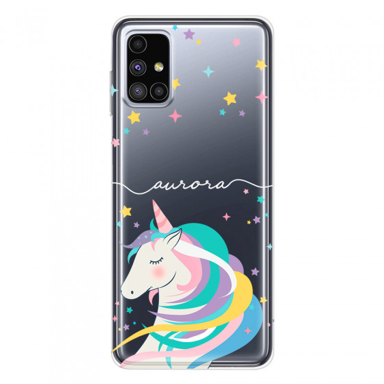 SAMSUNG - Galaxy M51 - Soft Clear Case - Clear Unicorn Handwritten White
