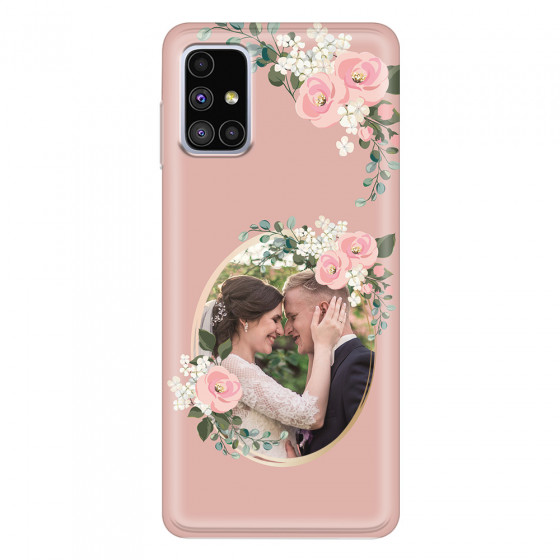 SAMSUNG - Galaxy M51 - Soft Clear Case - Pink Floral Mirror Photo