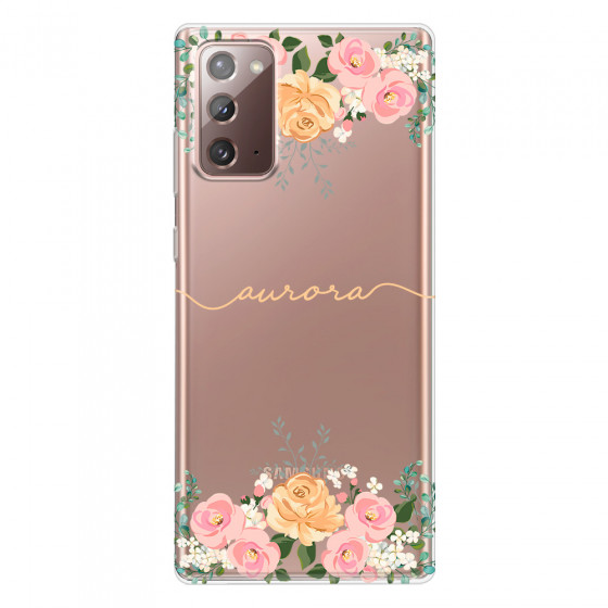 SAMSUNG - Galaxy Note20 - Soft Clear Case - Gold Floral Handwritten