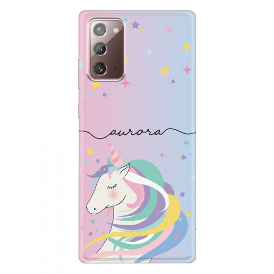 SAMSUNG - Galaxy Note20 - Soft Clear Case - Pink Unicorn Handwritten