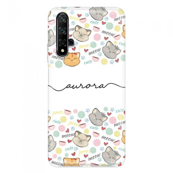 HUAWEI - Nova 5T - Soft Clear Case - Cute Kitten Pattern