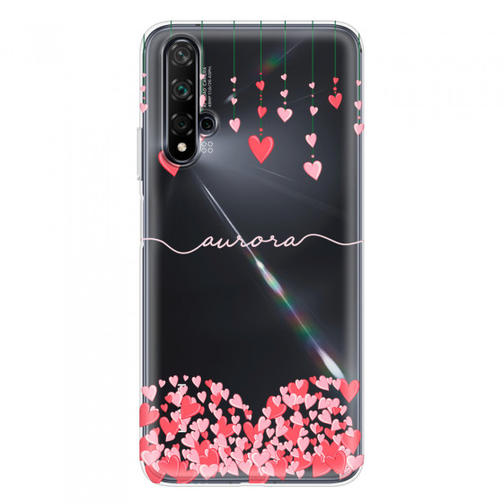 HUAWEI - Nova 5T - Soft Clear Case - Love Hearts Strings Pink