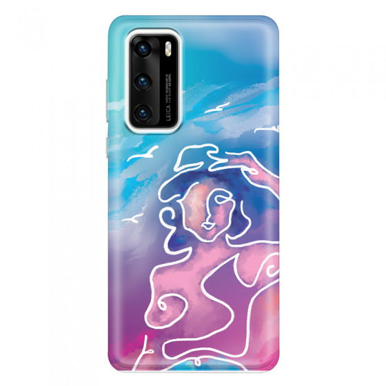 HUAWEI - P40 - Soft Clear Case - Lady With Seagulls