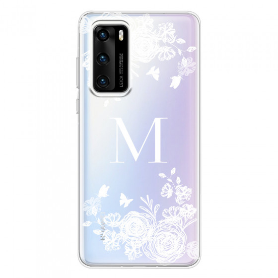 HUAWEI - P40 - Soft Clear Case - White Lace Monogram