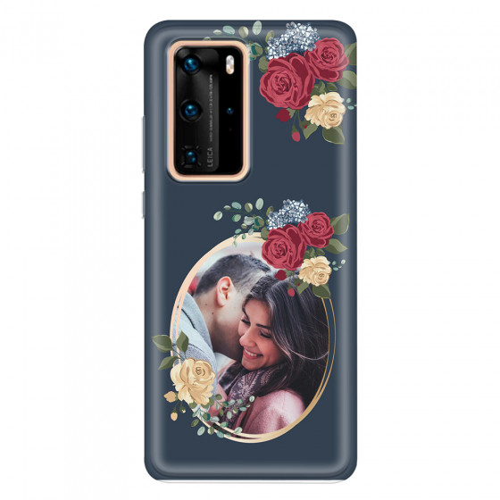 HUAWEI - P40 Pro - Soft Clear Case - Blue Floral Mirror Photo