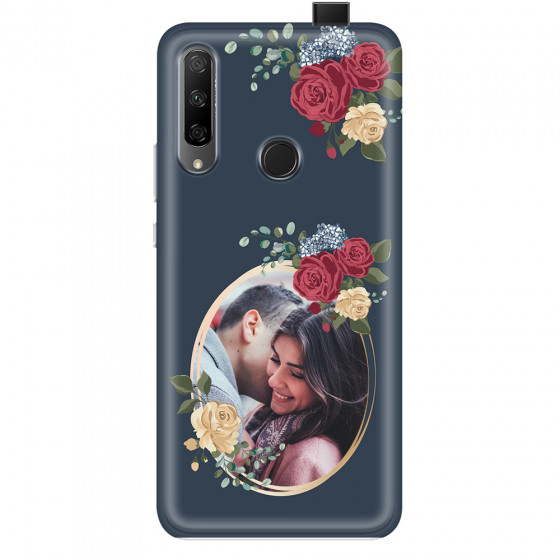 HONOR - Honor 9X - Soft Clear Case - Blue Floral Mirror Photo