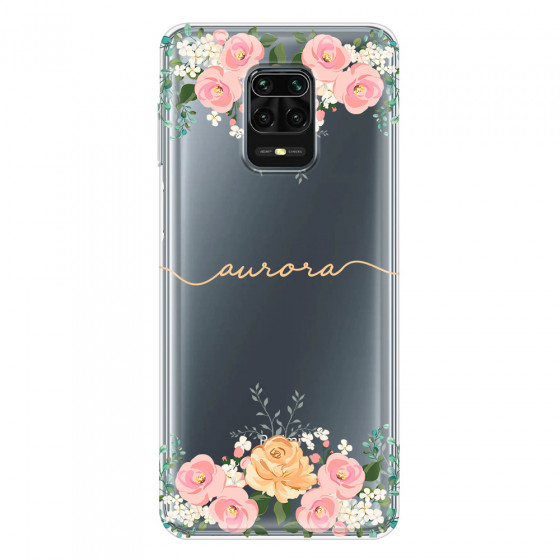 XIAOMI - Redmi Note 9 Pro / Note 9S - Soft Clear Case - Gold Floral Handwritten