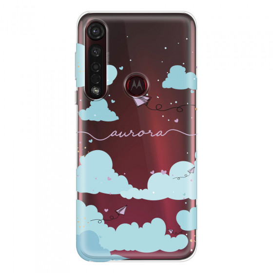 MOTOROLA by LENOVO - Moto G8 Plus - Soft Clear Case - Up in the Clouds Purple