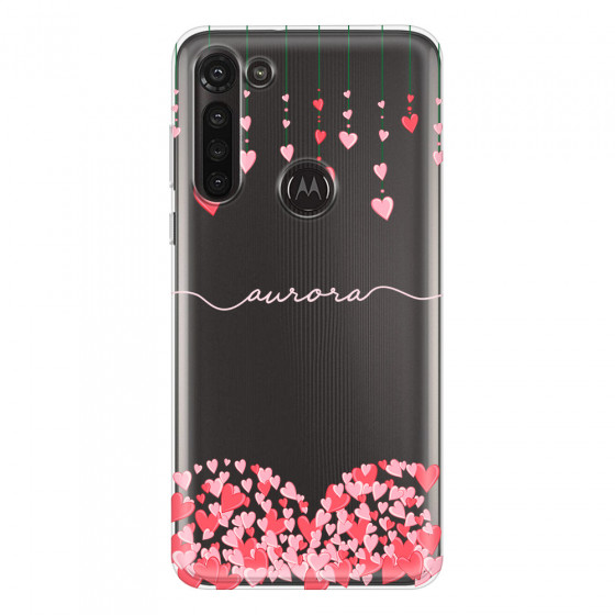 MOTOROLA by LENOVO - Moto G8 Power - Soft Clear Case - Love Hearts Strings Pink