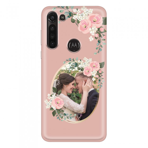 MOTOROLA by LENOVO - Moto G8 Power - Soft Clear Case - Pink Floral Mirror Photo