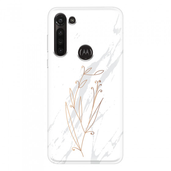 MOTOROLA by LENOVO - Moto G8 Power - Soft Clear Case - White Marble Flowers