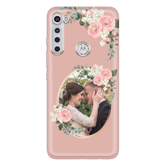 MOTOROLA by LENOVO - Moto One Fusion Plus - Soft Clear Case - Pink Floral Mirror Photo