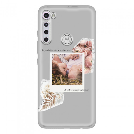 MOTOROLA by LENOVO - Moto One Fusion Plus - Soft Clear Case - Vintage Grey Collage Phone Case