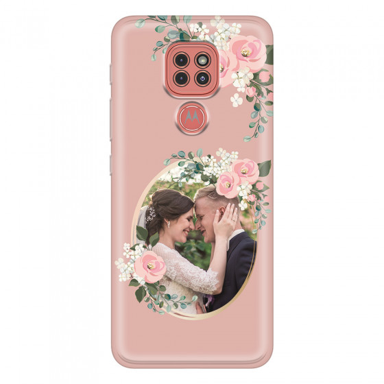 MOTOROLA by LENOVO - Moto G9 Play - Soft Clear Case - Pink Floral Mirror Photo
