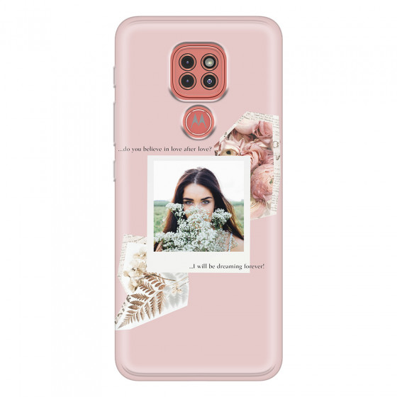 MOTOROLA by LENOVO - Moto G9 Play - Soft Clear Case - Vintage Pink Collage Phone Case