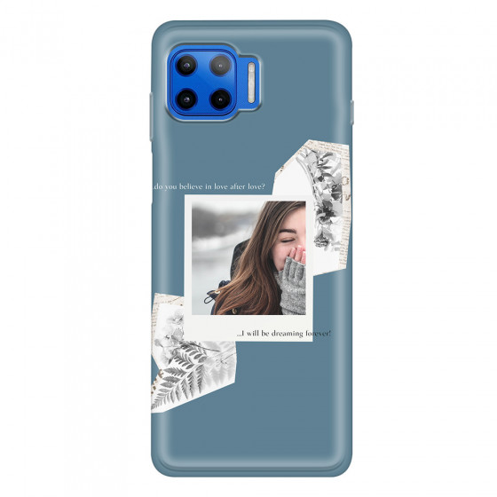 MOTOROLA by LENOVO - Moto G 5G Plus - Soft Clear Case - Vintage Blue Collage Phone Case