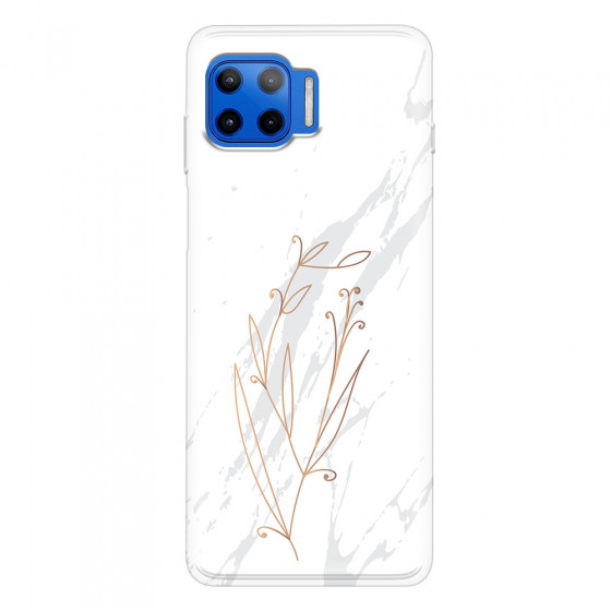 MOTOROLA by LENOVO - Moto G 5G Plus - Soft Clear Case - White Marble Flowers