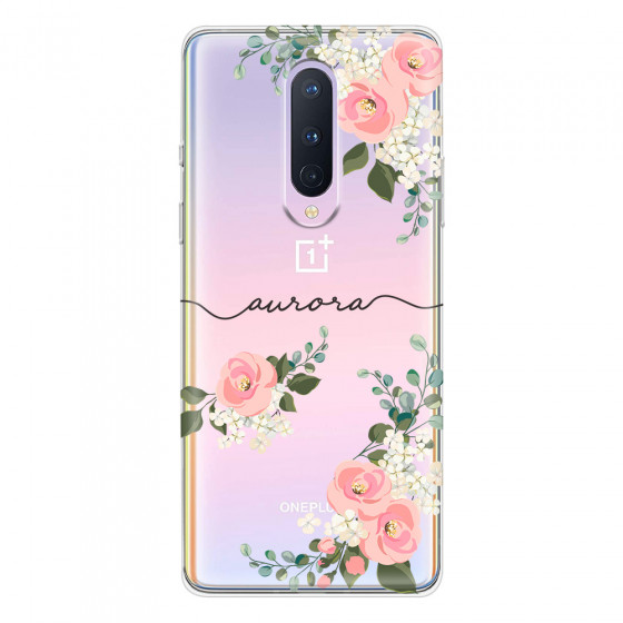 ONEPLUS - OnePlus 8 - Soft Clear Case - Pink Floral Handwritten