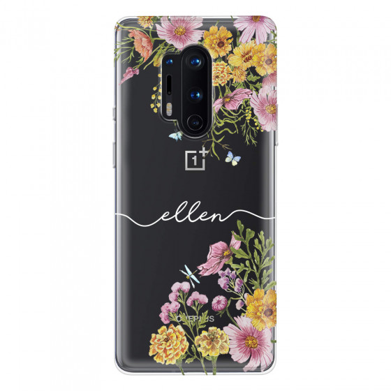 ONEPLUS - OnePlus 8 Pro - Soft Clear Case - Meadow Garden with Monogram White