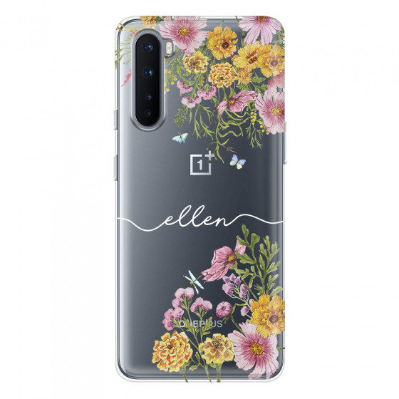 ONEPLUS - OnePlus Nord - Soft Clear Case - Meadow Garden with Monogram White