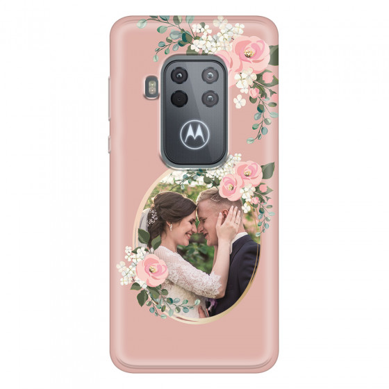 MOTOROLA by LENOVO - Moto One Zoom - Soft Clear Case - Pink Floral Mirror Photo