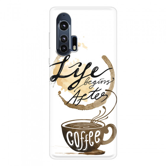 MOTOROLA by LENOVO - Moto Edge Plus - Soft Clear Case - Life begins after coffee