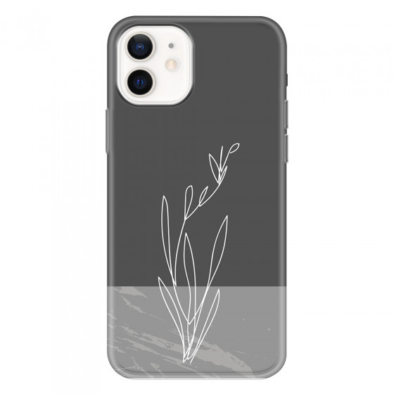 APPLE - iPhone 12 - Soft Clear Case - Dark Grey Marble Flower