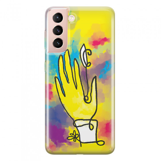 SAMSUNG - Galaxy S21 - Soft Clear Case - Abstract Hand Paint
