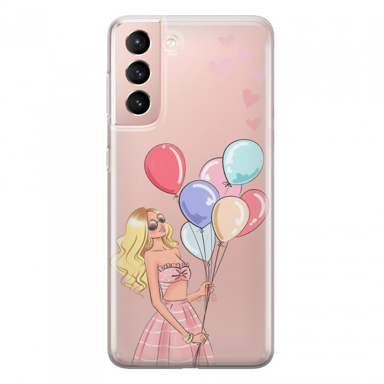 SAMSUNG - Galaxy S21 - Soft Clear Case - Balloon Party