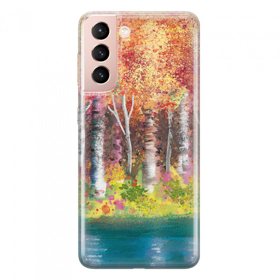 SAMSUNG - Galaxy S21 - Soft Clear Case - Calm Birch Trees