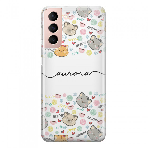 SAMSUNG - Galaxy S21 - Soft Clear Case - Cute Kitten Pattern