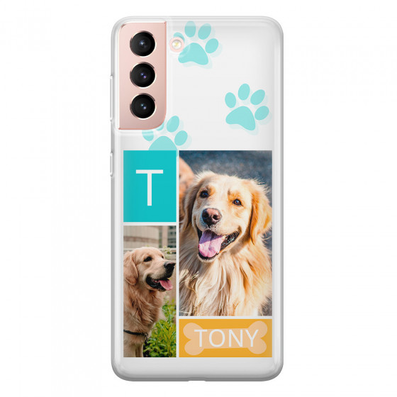 SAMSUNG - Galaxy S21 - Soft Clear Case - Dog Collage