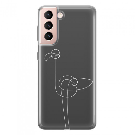 SAMSUNG - Galaxy S21 - Soft Clear Case - Flamingo Drawing