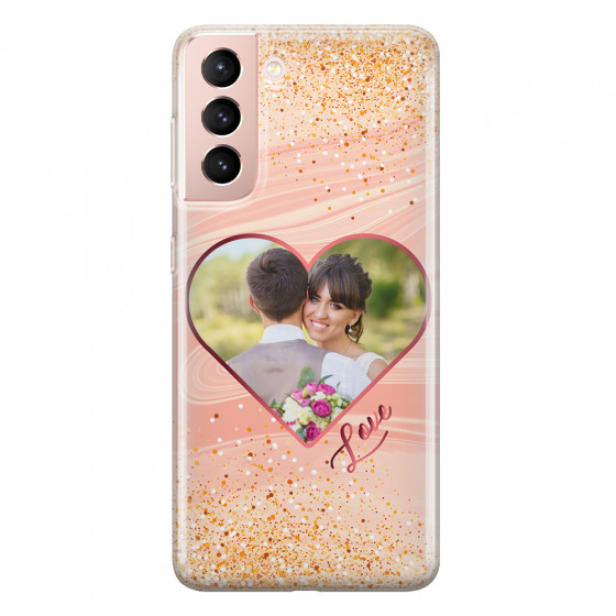 SAMSUNG - Galaxy S21 - Soft Clear Case - Glitter Love Heart Photo