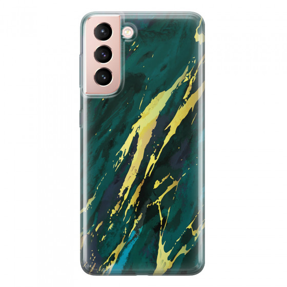 SAMSUNG - Galaxy S21 - Soft Clear Case - Marble Emerald Green