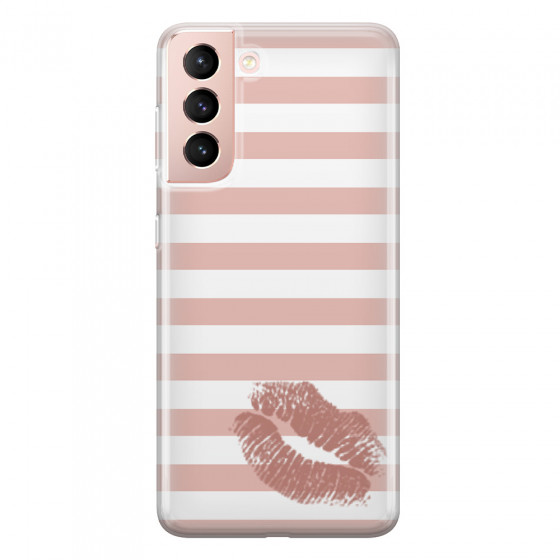 SAMSUNG - Galaxy S21 - Soft Clear Case - Pink Lipstick