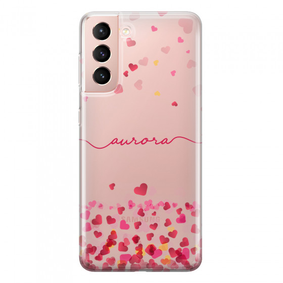 SAMSUNG - Galaxy S21 - Soft Clear Case - Scattered Hearts