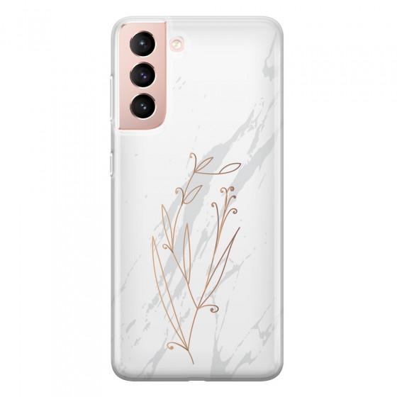 SAMSUNG - Galaxy S21 - Soft Clear Case - White Marble Flowers