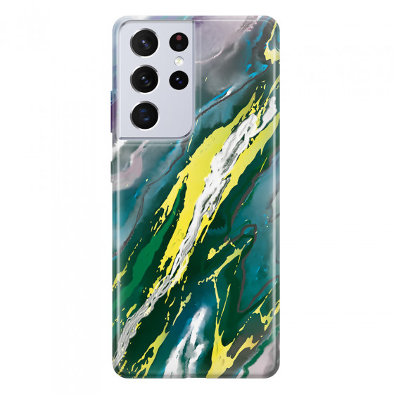 SAMSUNG - Galaxy S21 Ultra - Soft Clear Case - Marble Rainforest Green
