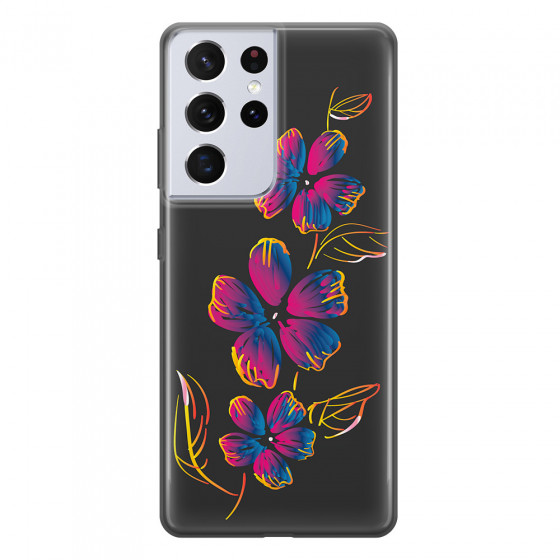 SAMSUNG - Galaxy S21 Ultra - Soft Clear Case - Spring Flowers In The Dark