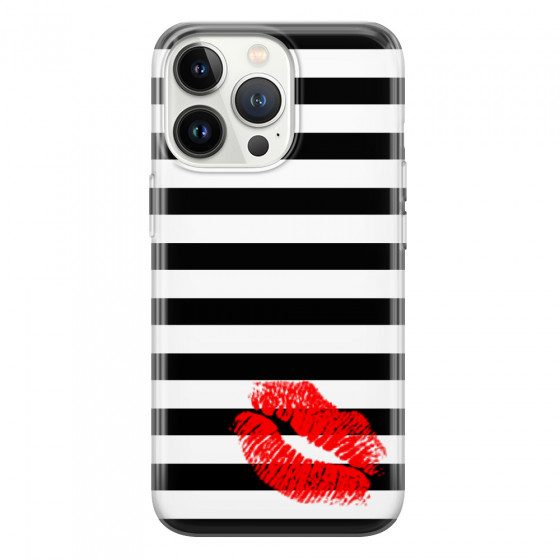 APPLE - iPhone 13 Pro Max - Soft Clear Case - B&W Lipstick