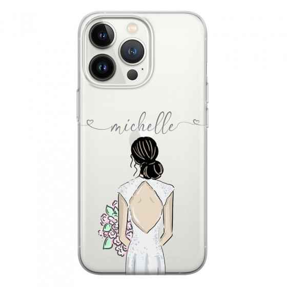 APPLE - iPhone 13 Pro Max - Soft Clear Case - Bride To Be Blackhair II. Dark