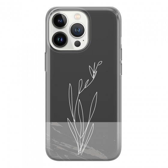 APPLE - iPhone 13 Pro Max - Soft Clear Case - Dark Grey Marble Flower