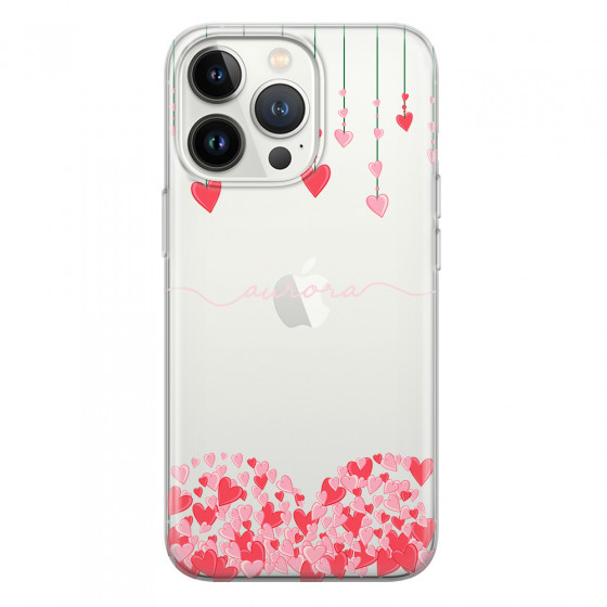 APPLE - iPhone 13 Pro Max - Soft Clear Case - Love Hearts Strings Pink