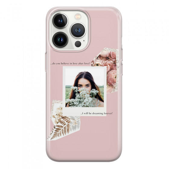 APPLE - iPhone 13 Pro Max - Soft Clear Case - Vintage Pink Collage Phone Case