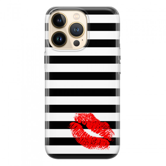 APPLE - iPhone 13 Pro - Soft Clear Case - B&W Lipstick